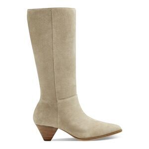 LUCKY BRAND Womens Beige Fukko Toe Cone Heel Slip On Leather Heeled Boots 9.5 M